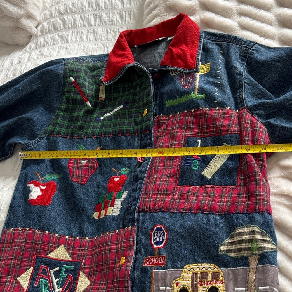 Vintage Patchwork Denim Back to School Keren Hart Jacket - Picture 13 of 15